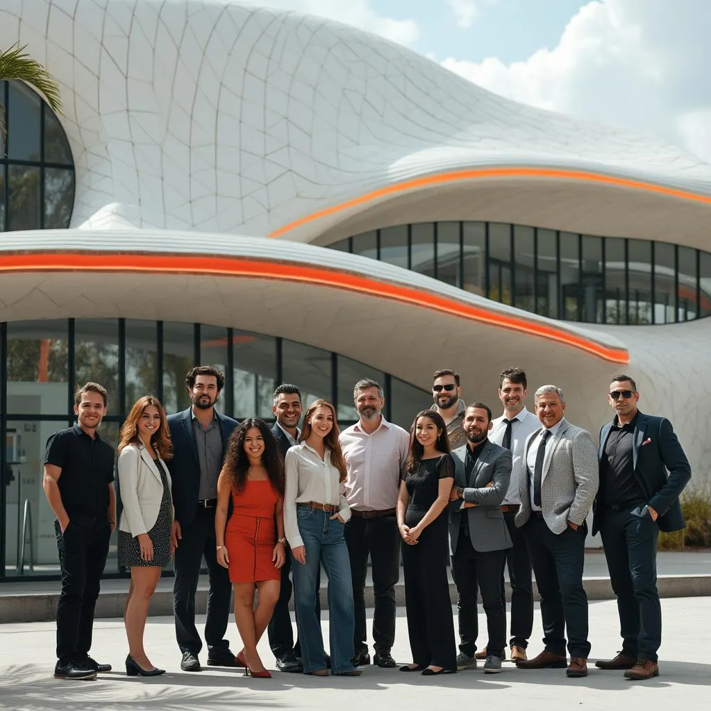 Equipo de EstacionesAR frente a la sede central